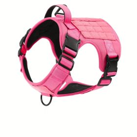 American Local Tactical Pet Boobs Service Dog Harness Vest Adjustable Reflective Dog Harness Metal Buckle Hiking Training (Option: Pink-S)